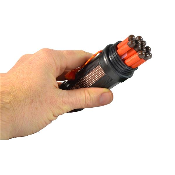 Hand holding a bundle of UCO Titan stormproof matches