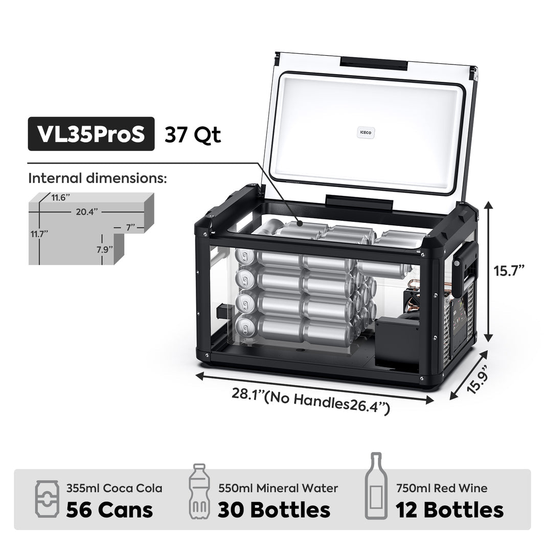 VL35ProS Single Zone Portable Fridge Freezer | ICECO | 35 LT VL Pro Series ICECO- Overland Kitted