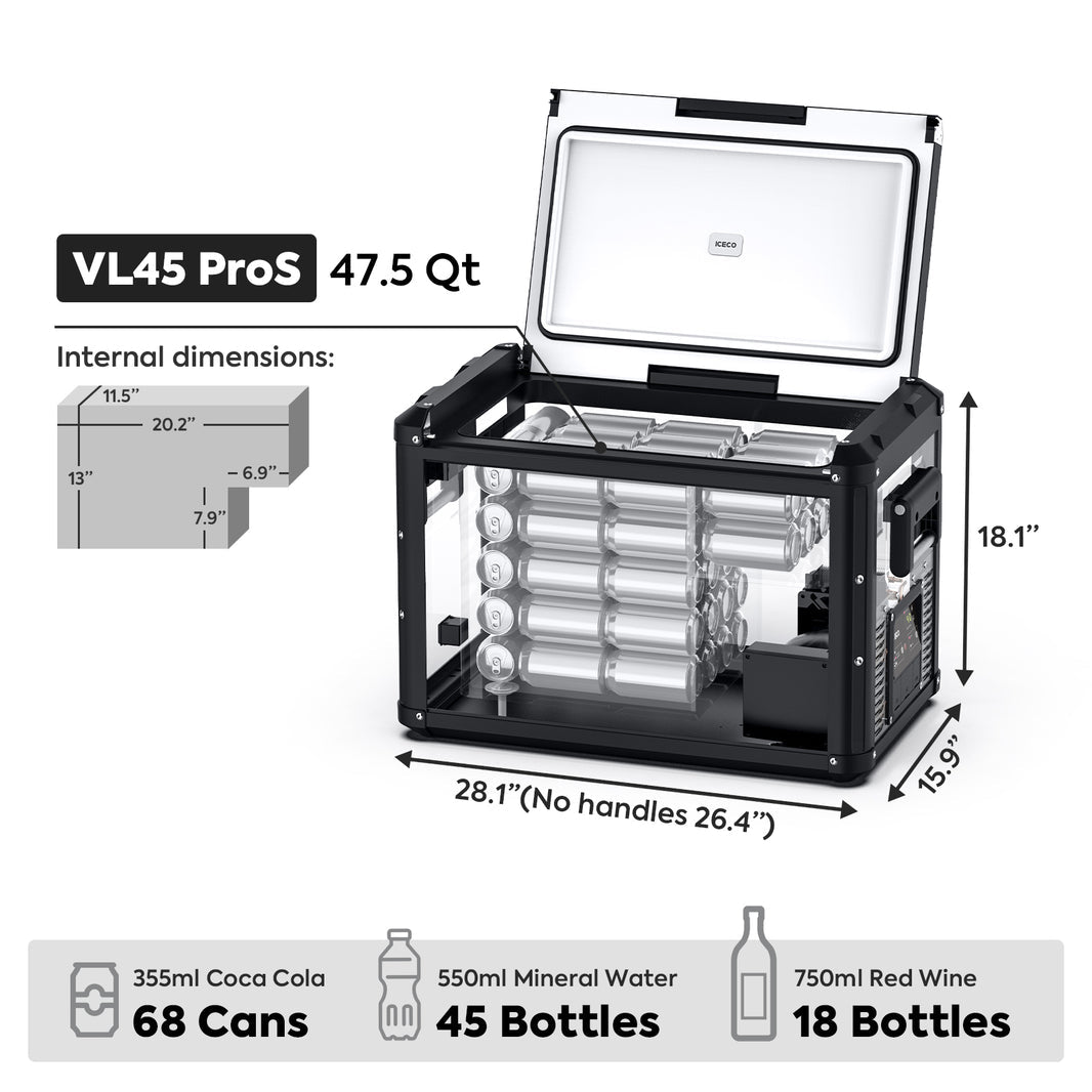 VL45ProS Gray Single Zone Portable Fridge Freezer | ICECO | 45 LT VL Pro Series ICECO- Overland Kitted