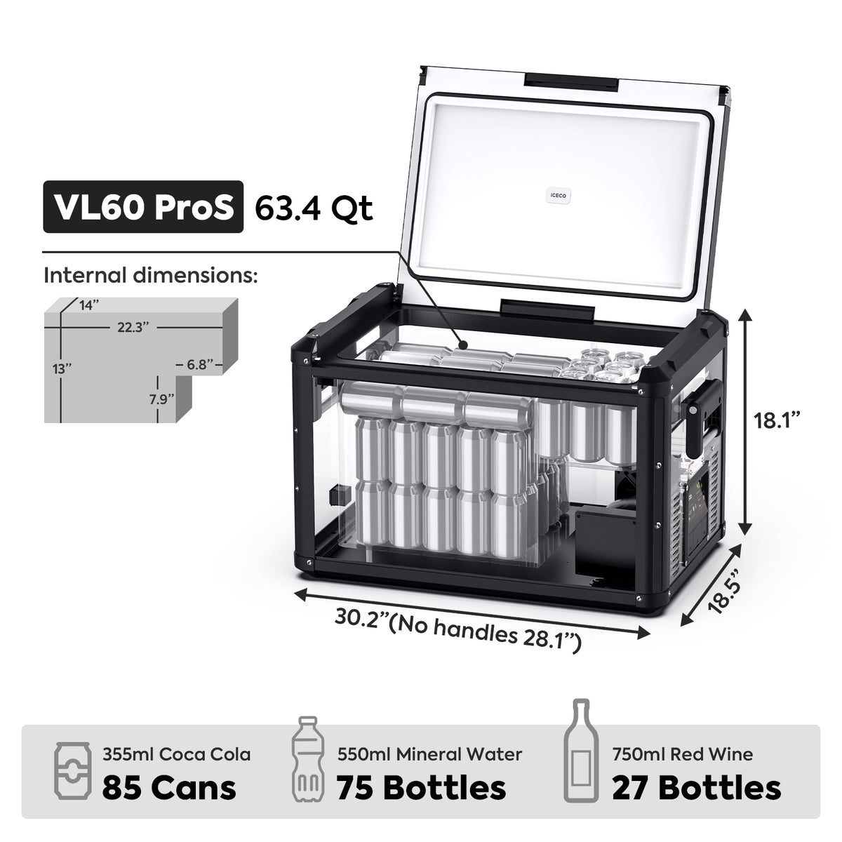 VL60ProS Single Zone Portable Fridge Electric Cooler | ICECO | 60 LT VL Pro Series ICECO- Overland Kitted