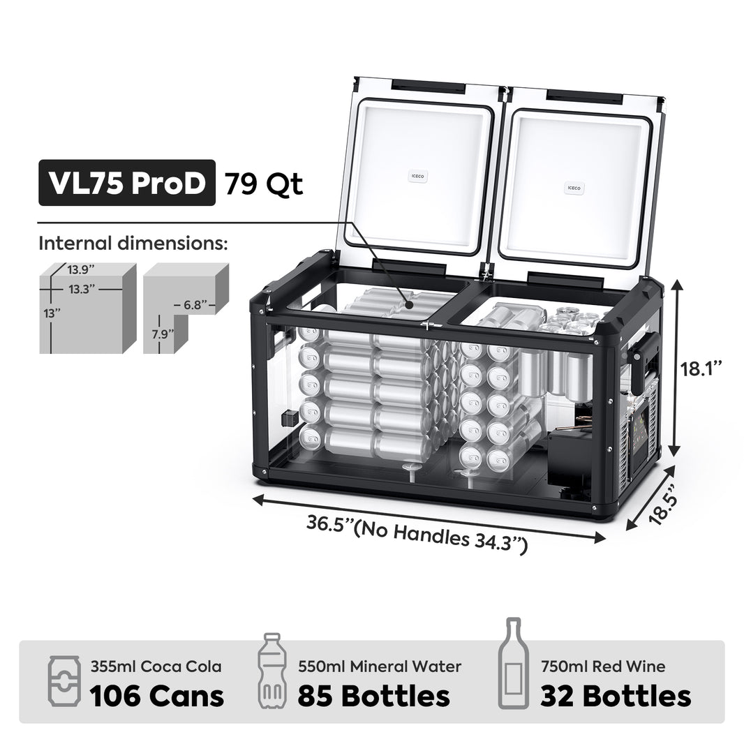 VL75ProD 12V Heavy Duty Fridge Freezer | ICECO | 75 LT VL Pro Series ICECO- Overland Kitted