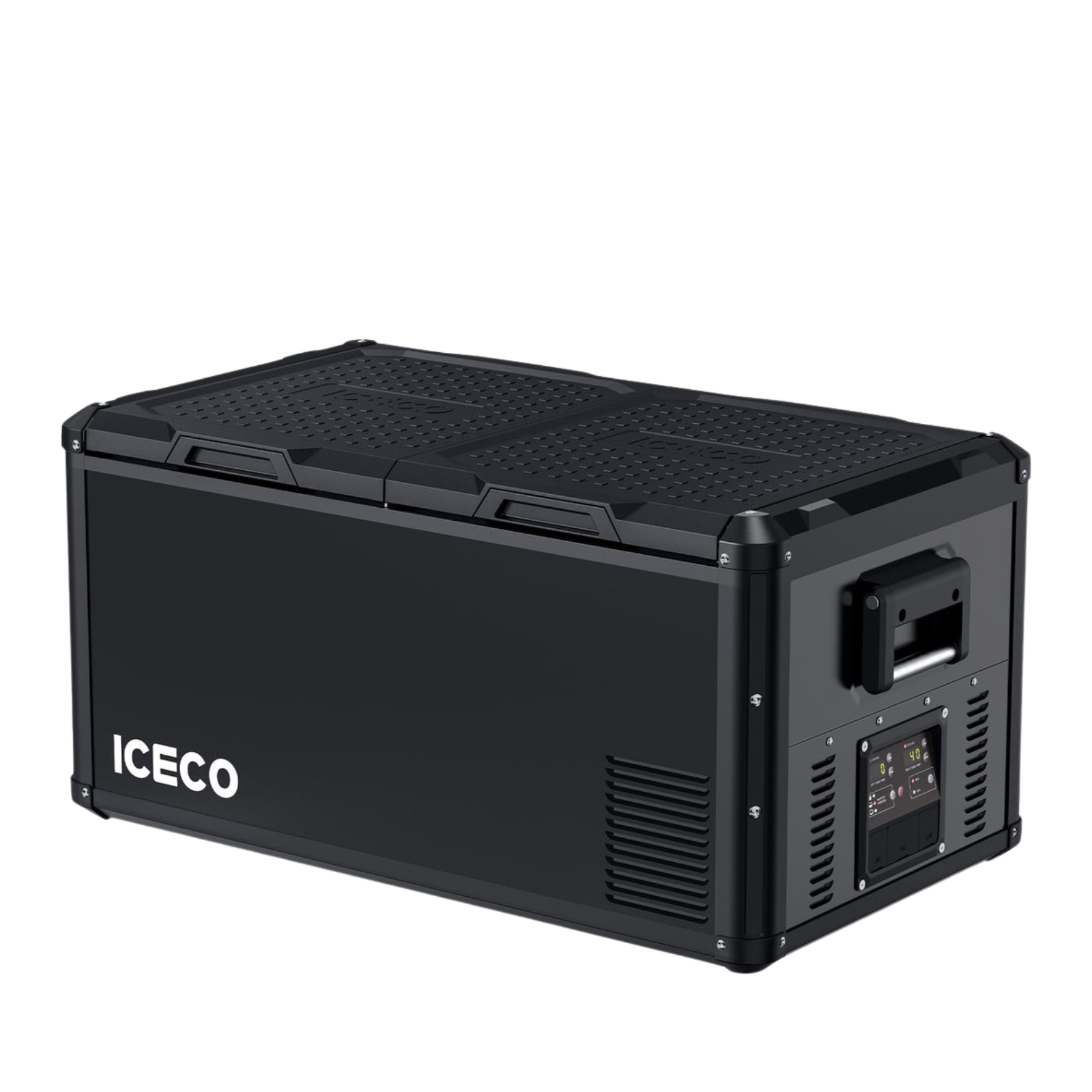 VL90ProD Dual Zone RV 12 volt Fridge Plug in Cooler | ICECO | 90 LT Black VL Pro Series ICECO- Overland Kitted