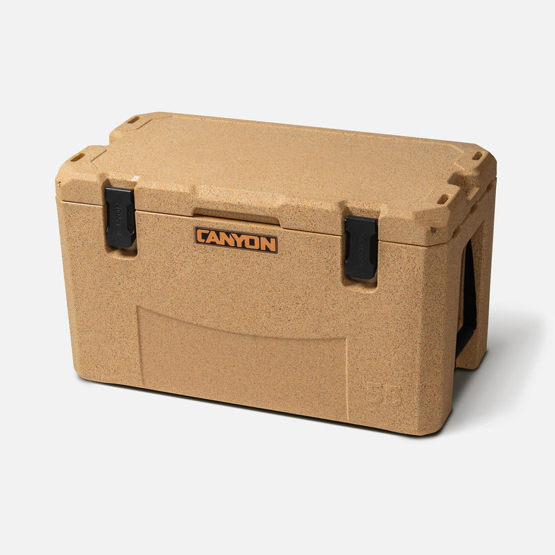 Canyon Coolers Outfitter 55 V2 55 qt rotomolded hard cooler in Sandstone, closed