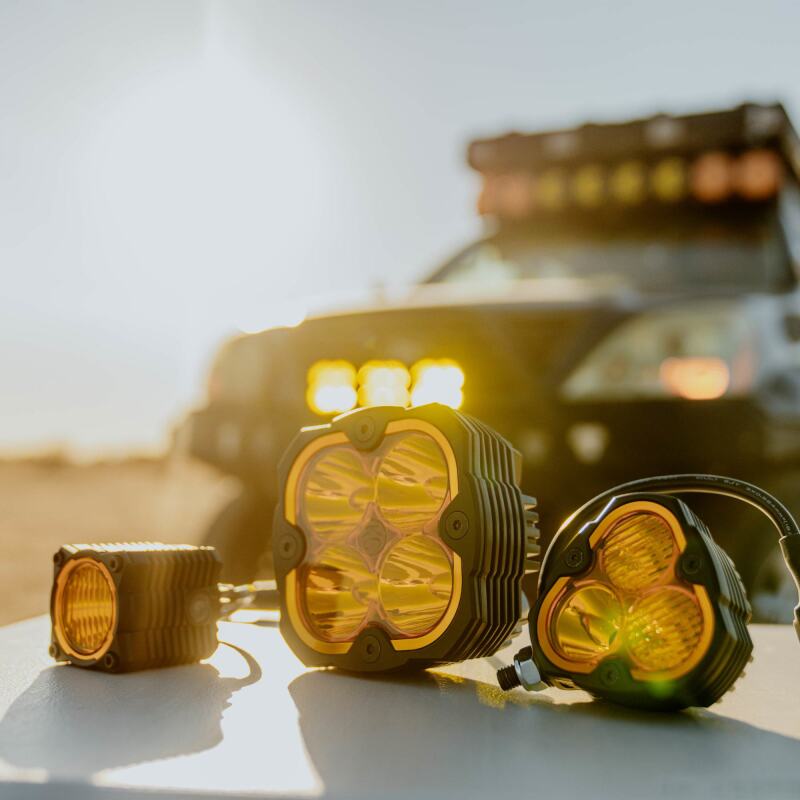 KC HiLiTES FLEX ERA 4 Replacement Lens - Performance Yellow Spot Beam, shown with included parts