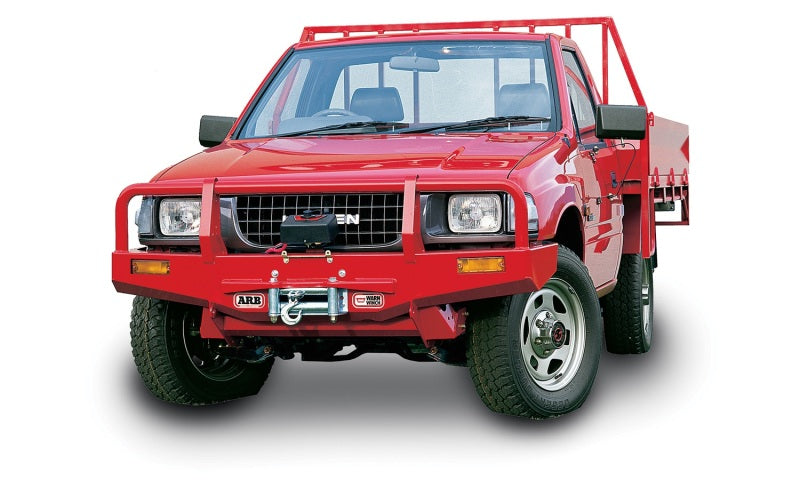 ARB Deluxe winch bar on an Isuzu Rodeo, front three-quarter view