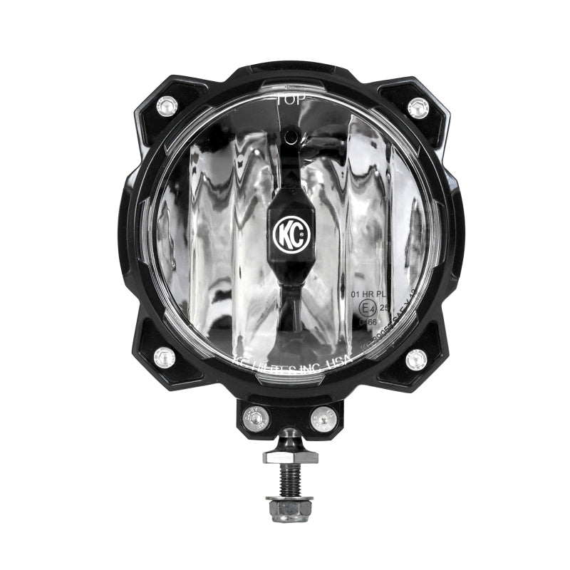 KC HiLiTES Pro6 Gravity LED 6in 20W SAE/ECE Driving Beam Light (Single), shown with included parts