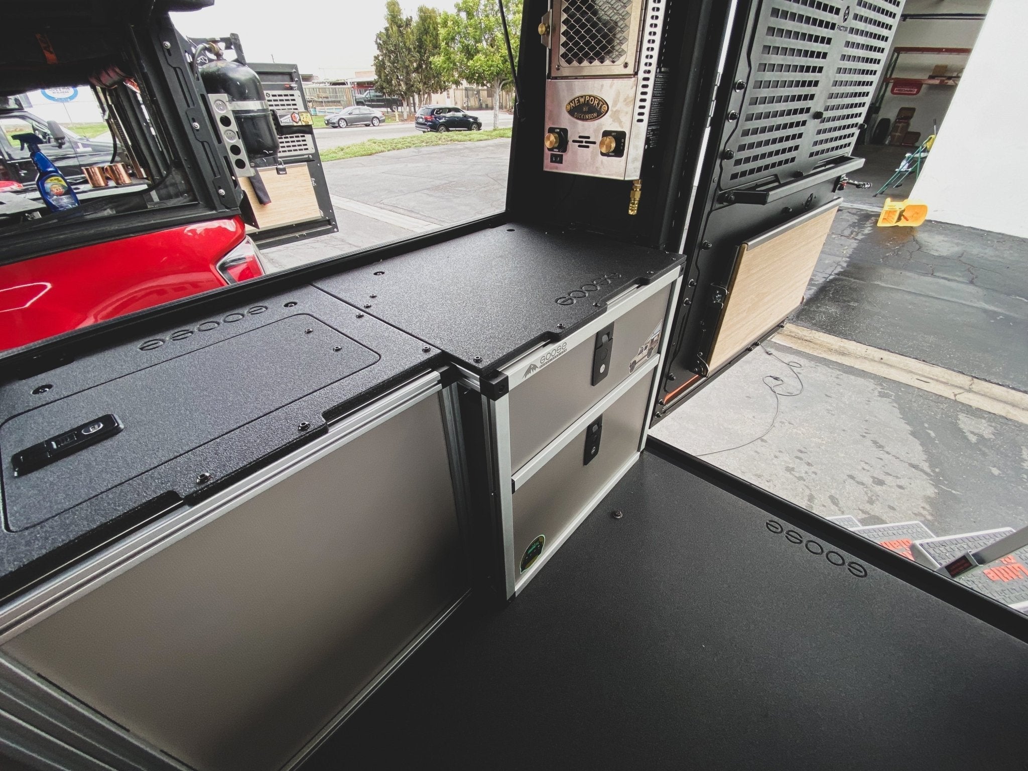 Alu-Cab Alu-Cabin Canopy Camper - Chevrolet Silverado 1500 / GMC Sierra 1500 2019-Present 4th Gen. - Rear Double Drawer Module Camper Goose Gear- Overland Kitted