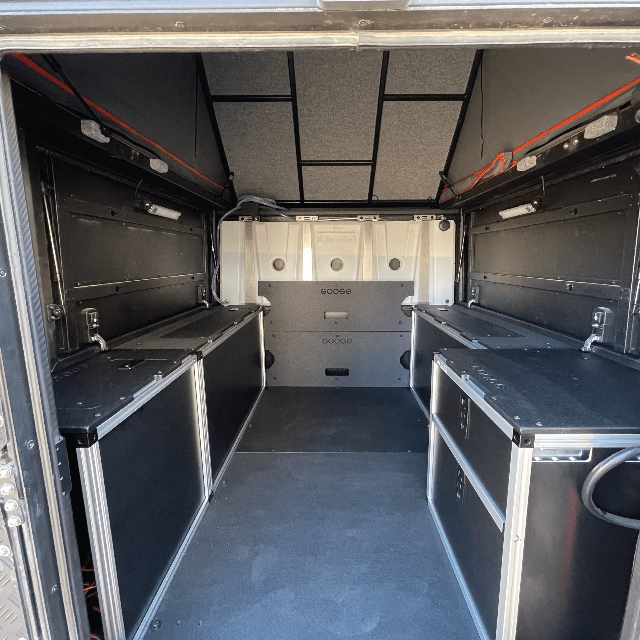 Alu-Cab Alu-Cabin Canopy Camper - Chevrolet Silverado 1500 / GMC Sierra 1500 2019-Present 4th Gen. - Rear Utility Module Camper Goose Gear- Overland Kitted