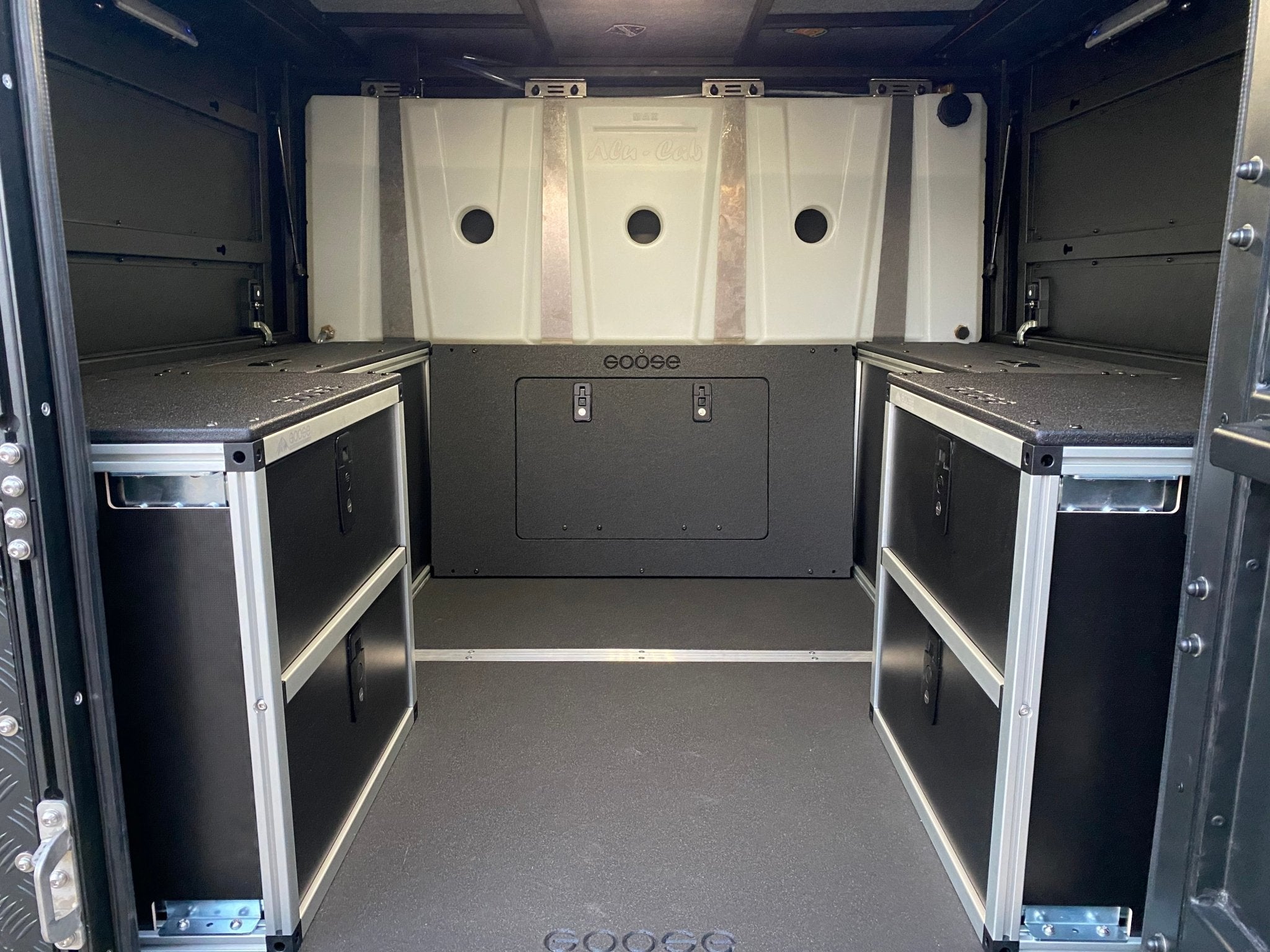 Alu-Cab Alu-Cabin Canopy Camper - Lower Bulkhead Panel - 22-3/4" Height Camper Goose Gear- Overland Kitted