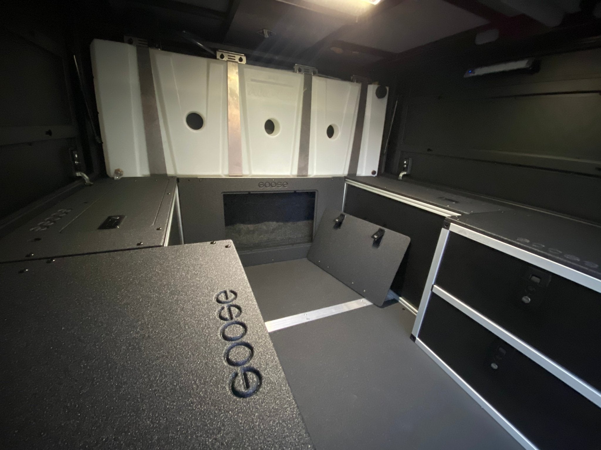 Alu-Cab Alu-Cabin Canopy Camper - Lower Bulkhead Panel - 22-3/4" Height Camper Goose Gear- Overland Kitted