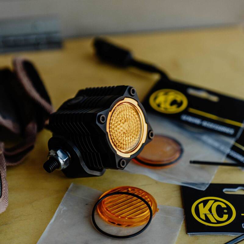 KC HiLiTES FLEX ERA 1 Performance Yellow Flood Beam Lens, mounted view