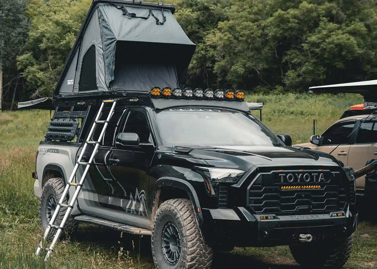 DRIFTR Toyota Tundra roof rack installed, full rack view