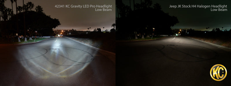 KC HiLiTES Gravity LED Pro 7in DOT Headlight for Jeep JK 2007-2018 (Single), close-up