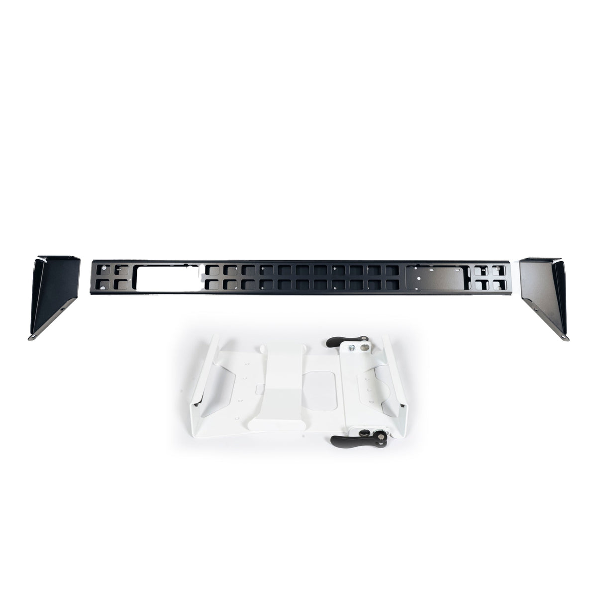 Revolink Bronco rear crossbar with white Starlink Mini quick release mount and side brackets