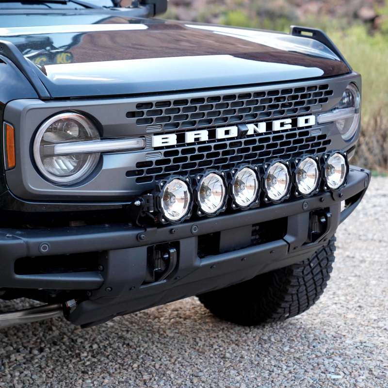 KC HiLiTES Gravity LED Pro6 39in Light Bar Front Bumper Kit, Ford Bronco 2021-2024, detail view