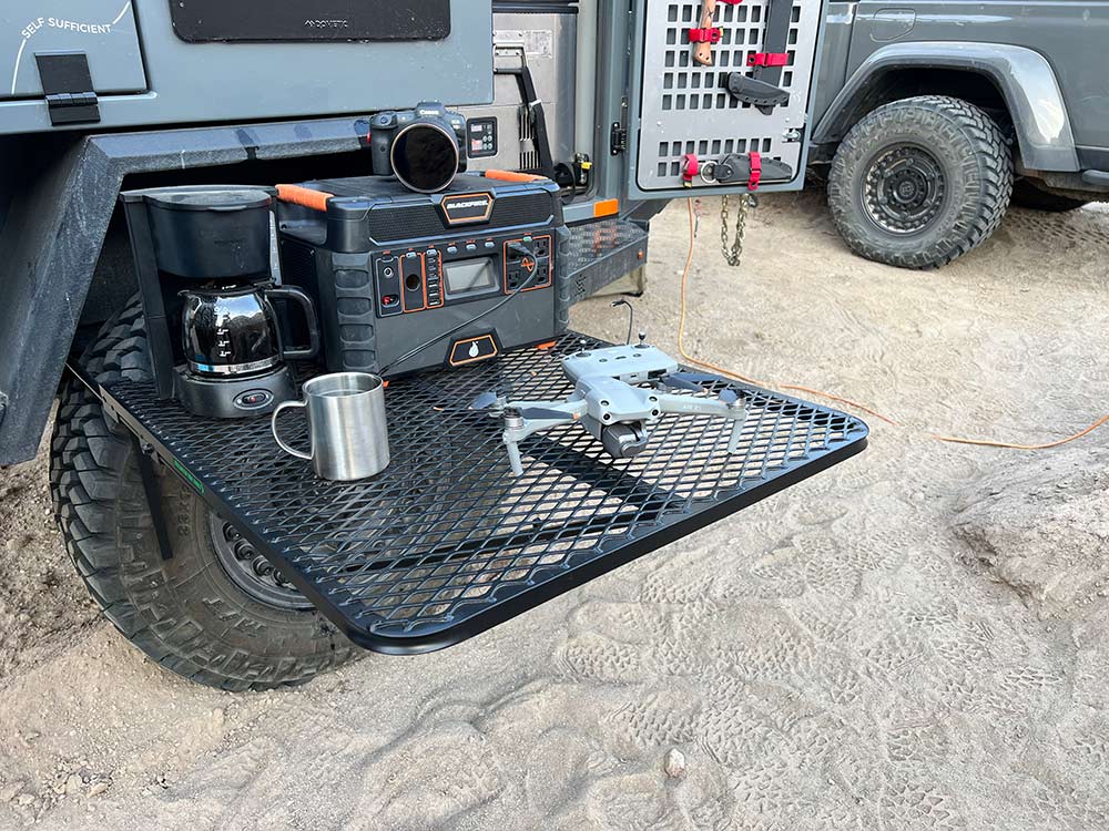 Large Steel Camping Table Large Steel Tail Gater Tire Table- Overland Kitted