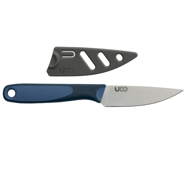 UCO Camp Paring Knife and black sheath separated, alternate angle