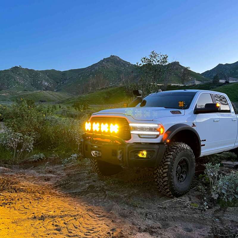 KC HiLiTES SlimLite 8in LED Light Shield SAE Driving - Selective Yellow (Shield Only), close-up