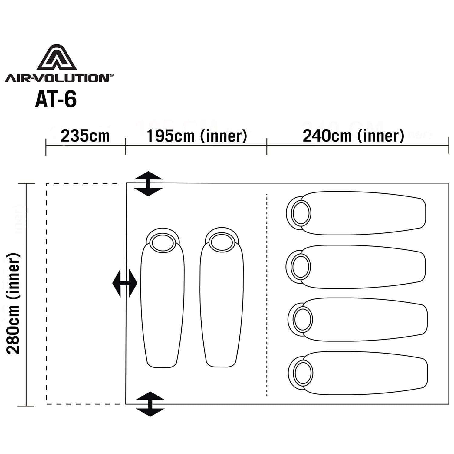 Air-Volution AT-6 Tent Green Shelters Darche- Overland Kitted