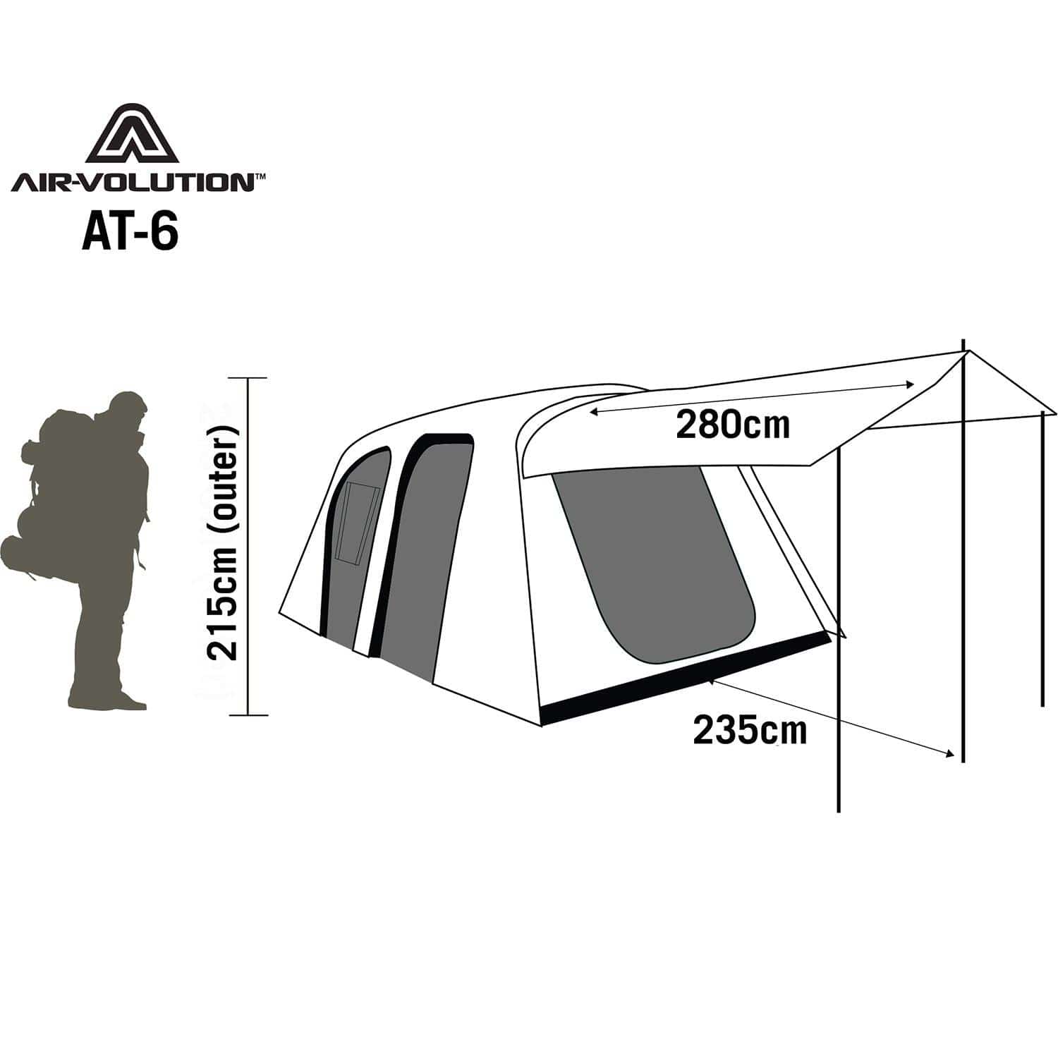 Air-Volution AT-6 Tent Green Shelters Darche- Overland Kitted