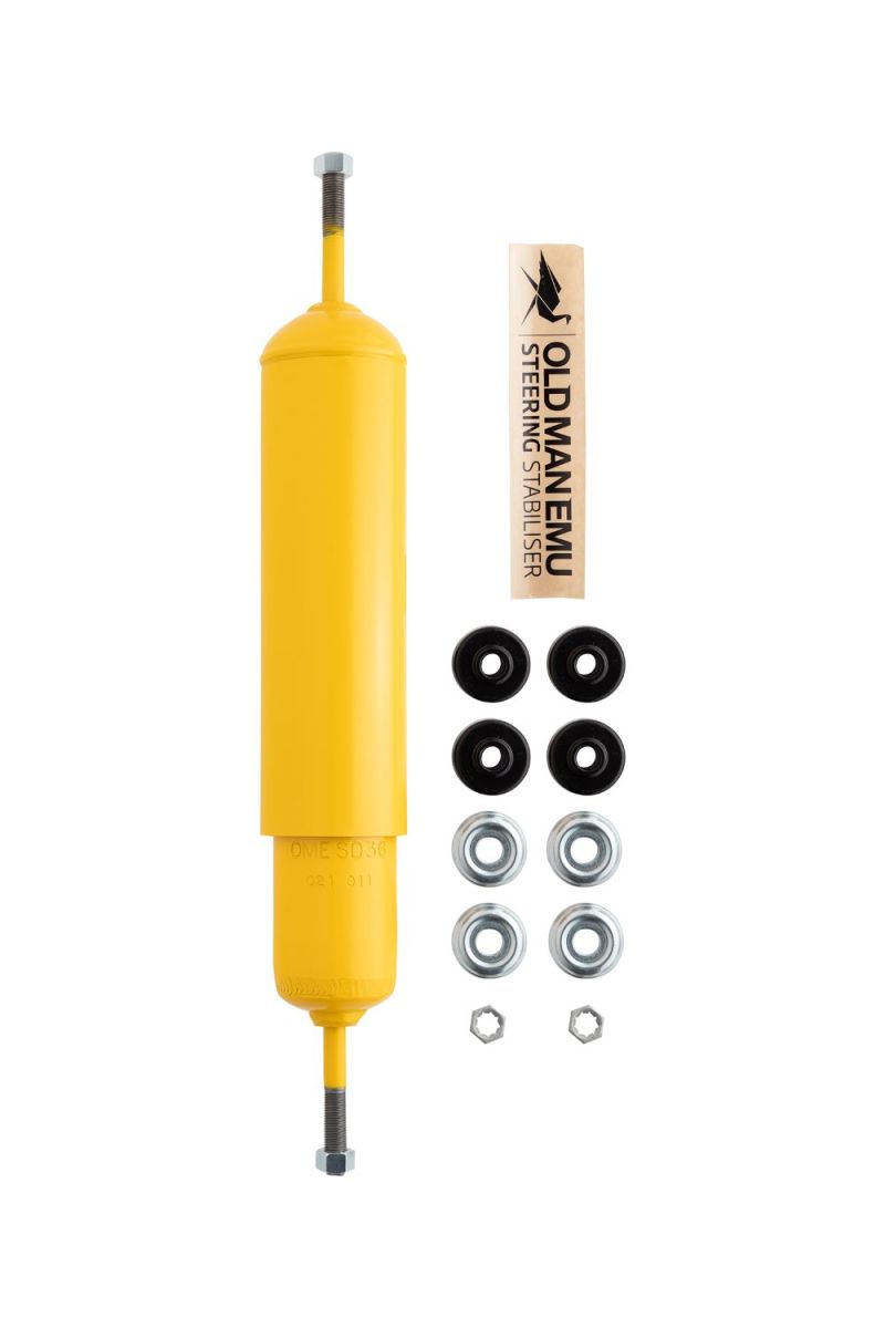 OME steering damper, alternate view of body and shaft