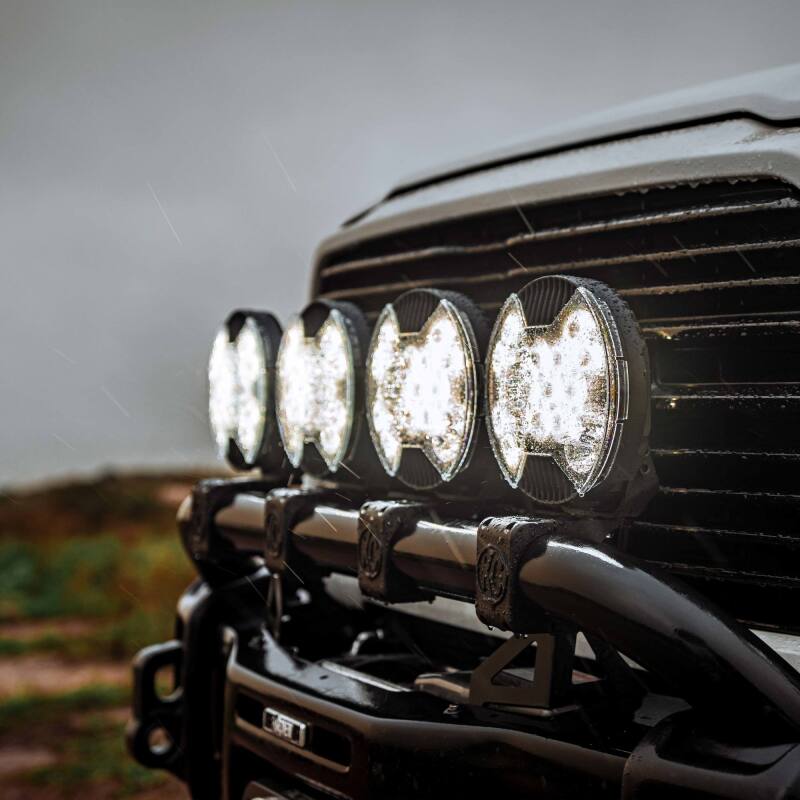 KC HiLiTES SlimLite 8in. LED Light Shield - Clear, mounted view