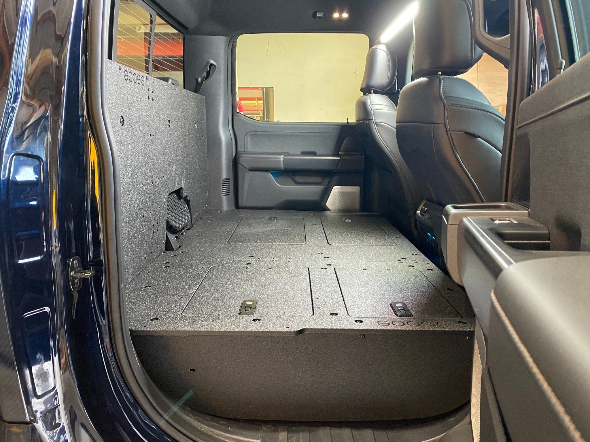 Ford Super Duty F250-F550 2017-Present 4th & 5th Gen. Crew Cab - Second Row Seat Delete Plate System Seat Delete Plate System Goose Gear- Overland Kitted