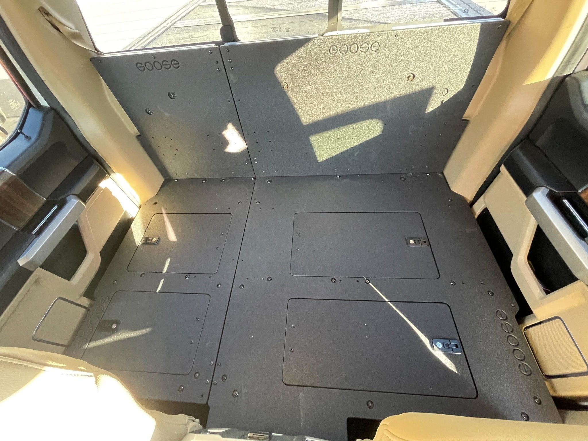 Ford Super Duty F250-F550 2017-Present 4th & 5th Gen. Crew Cab - Second Row Seat Delete Plate System Seat Delete Plate System Goose Gear- Overland Kitted