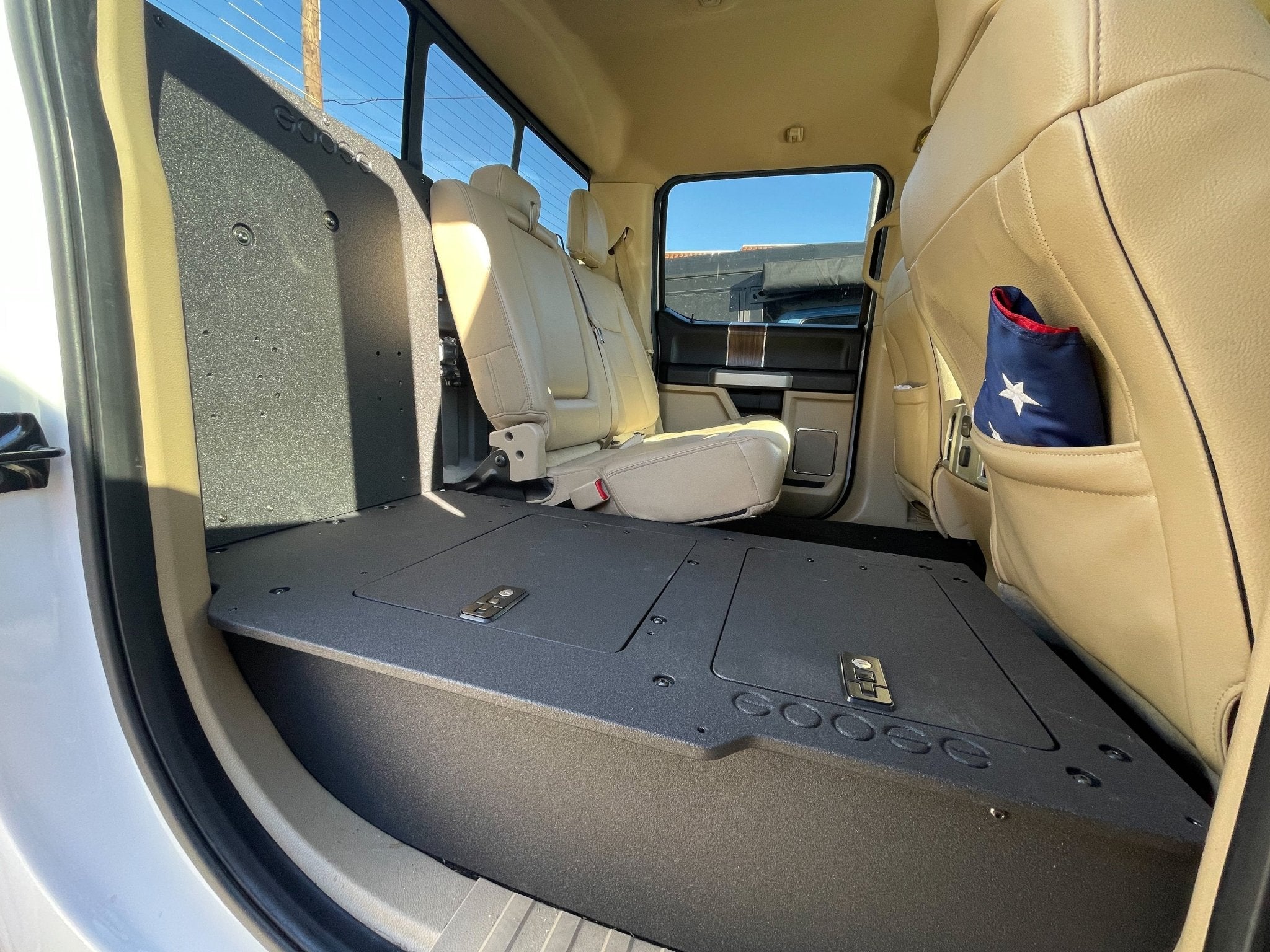 Ford Super Duty F250-F550 2017-Present 4th & 5th Gen. Crew Cab - Second Row Seat Delete Plate System 40% Passenger Side Seat Delete Plate System Goose Gear- Overland Kitted