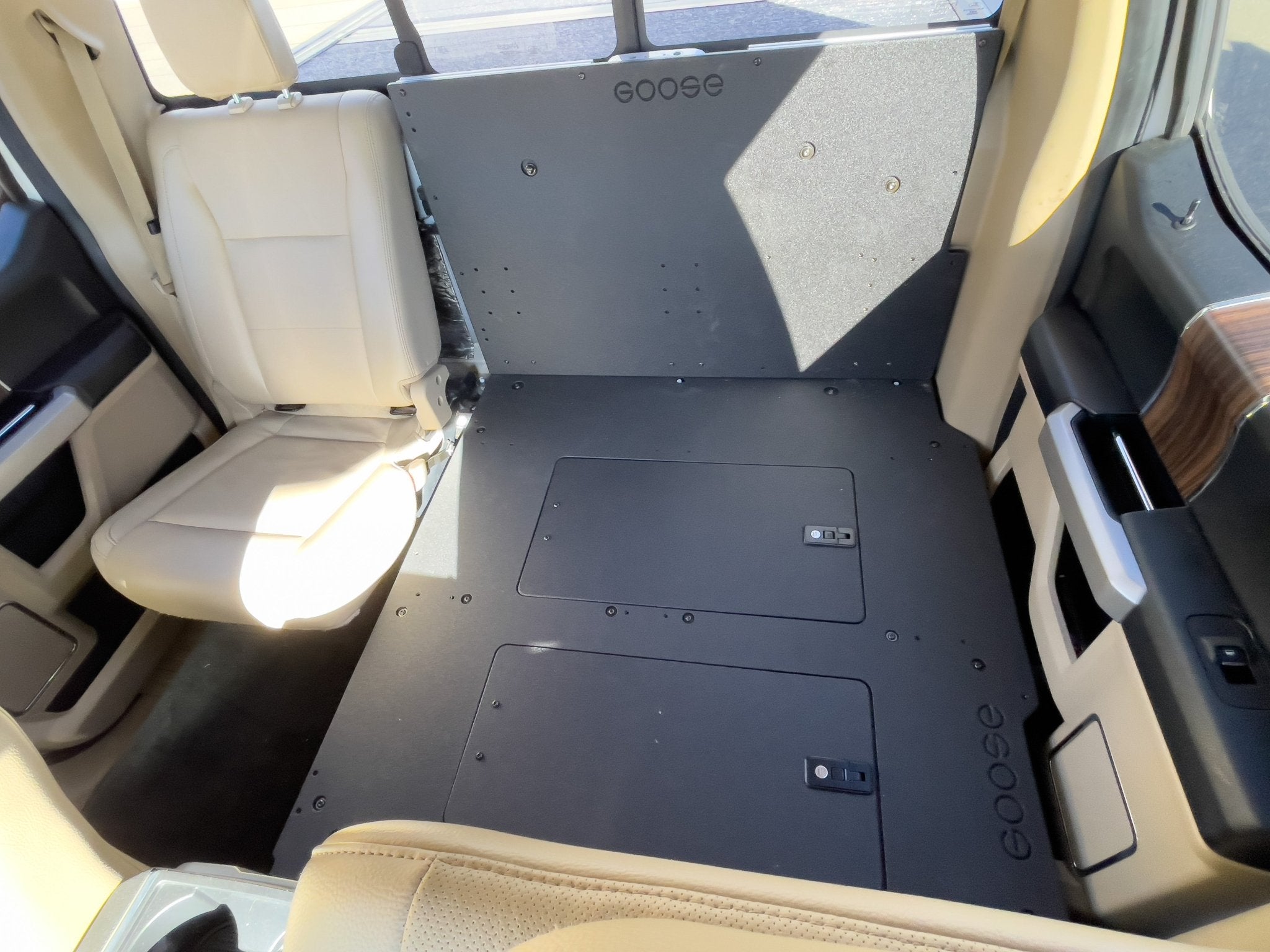 Ford Super Duty F250-F550 2017-Present 4th & 5th Gen. Crew Cab - Second Row Seat Delete Plate System Seat Delete Plate System Goose Gear- Overland Kitted