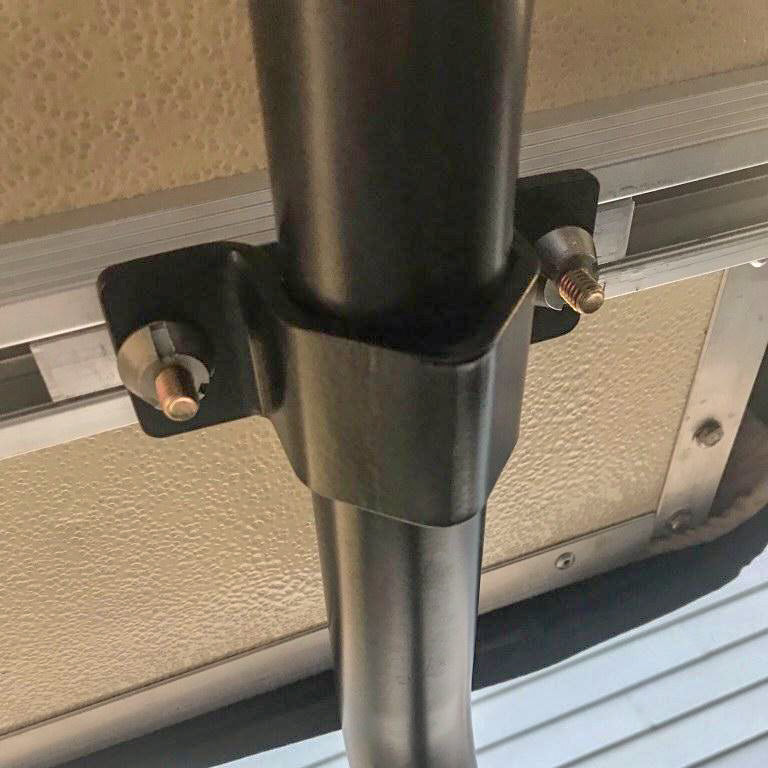 Security mount wrapping a vertical tube with security nuts