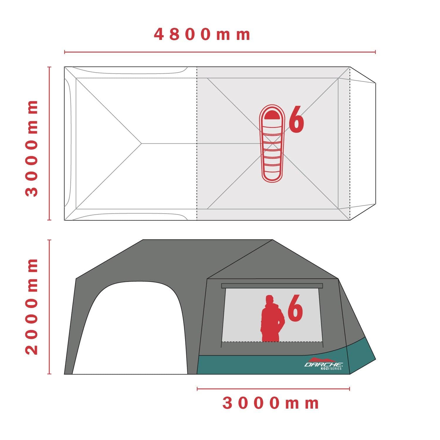 Kozi 6p Instant Tent Shelters Darche- Overland Kitted