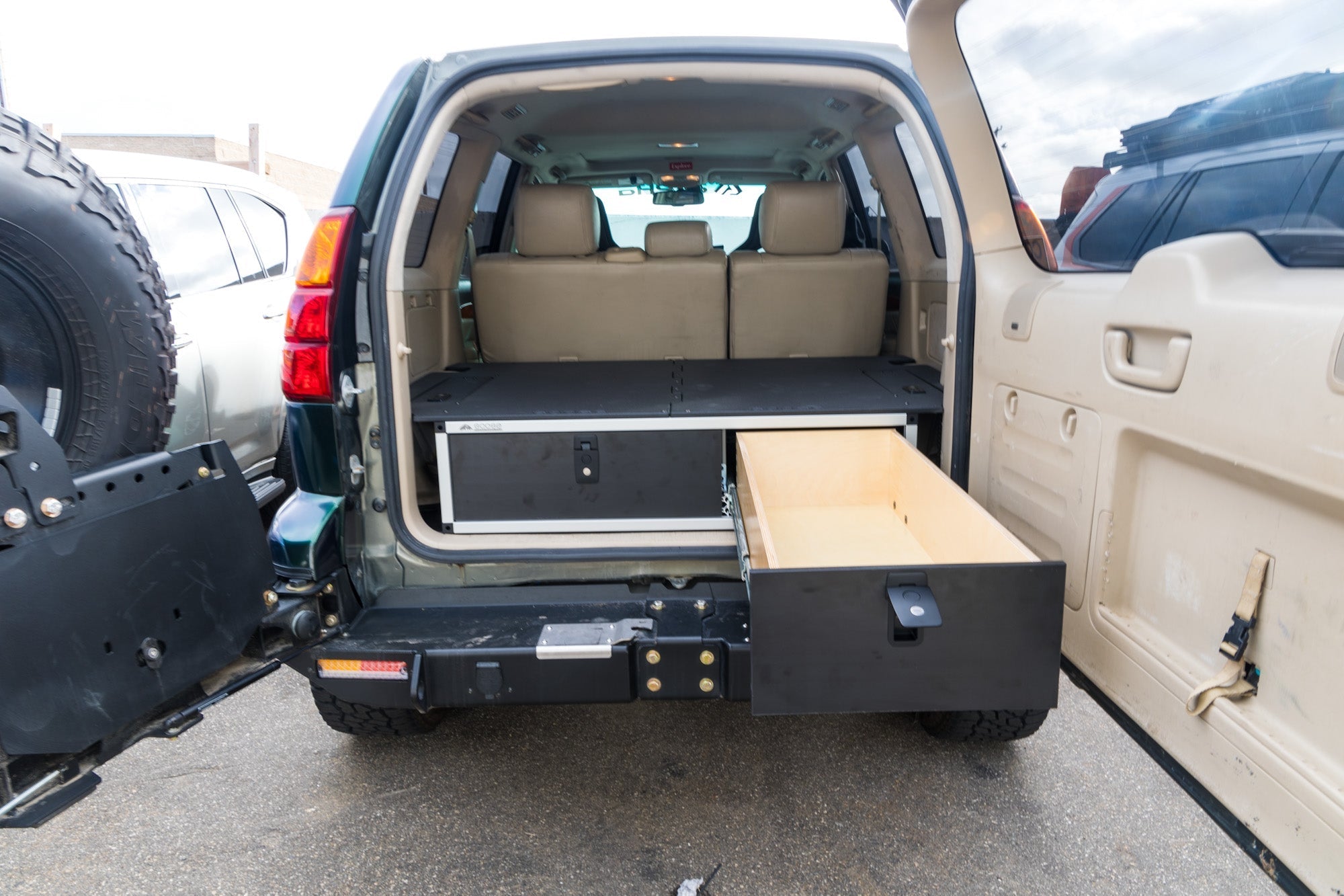 Lexus GX470 2002-2009 1st Gen. - Side x Side Drawer Module with Fitted Top Plate - 41-3/8"W x 10"H x 36"D Drawers Goose Gear- Overland Kitted