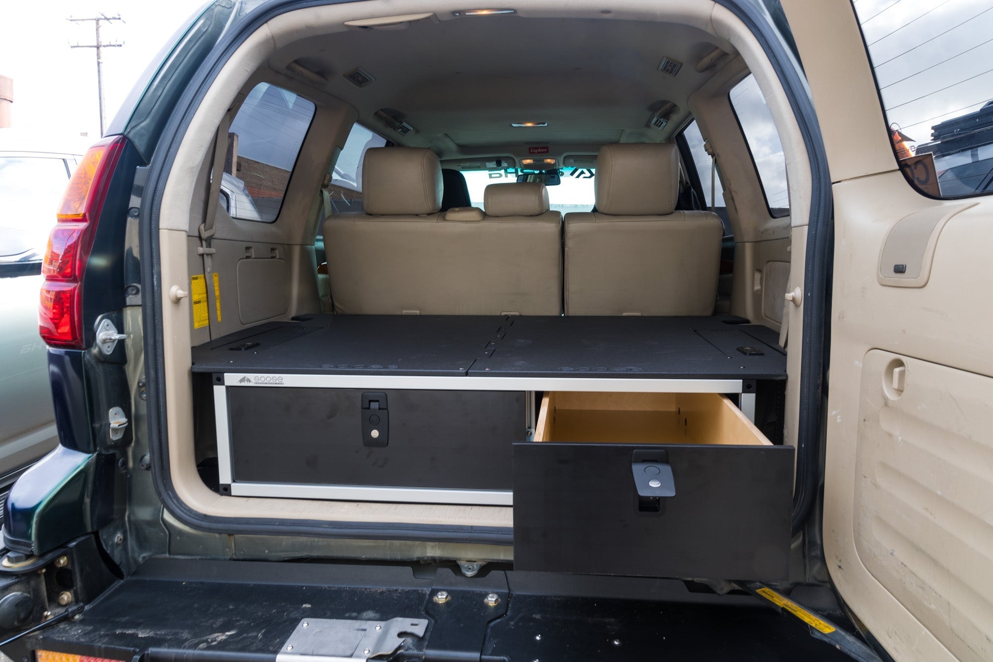 Lexus GX470 2002-2009 1st Gen. - Side x Side Drawer Module with Fitted Top Plate - 41-3/8"W x 10"H x 36"D Drawers Goose Gear- Overland Kitted