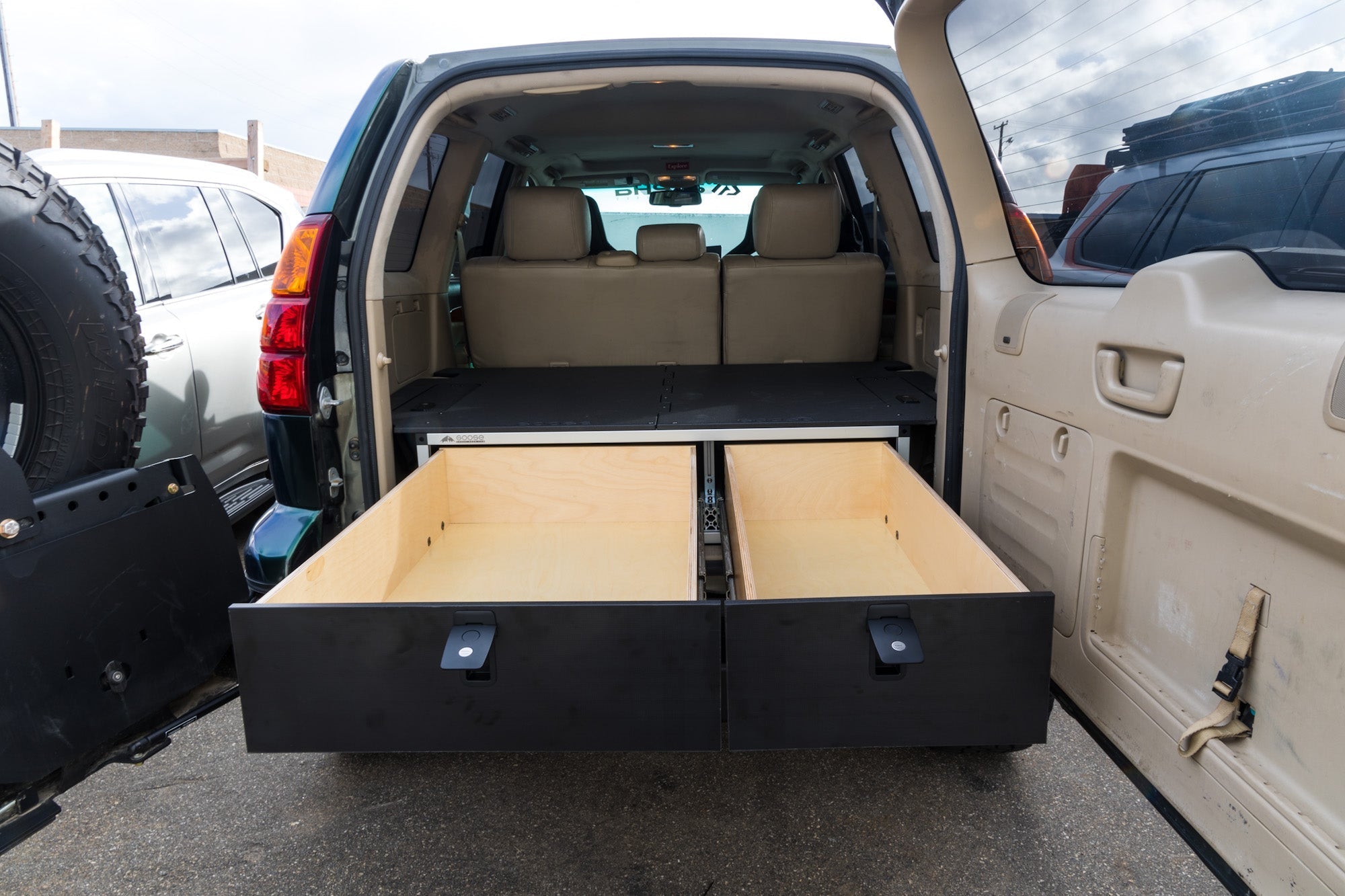 Lexus GX470 2002-2009 1st Gen. - Side x Side Drawer Module with Fitted Top Plate - 41-3/8"W x 10"H x 36"D Drawers Goose Gear- Overland Kitted