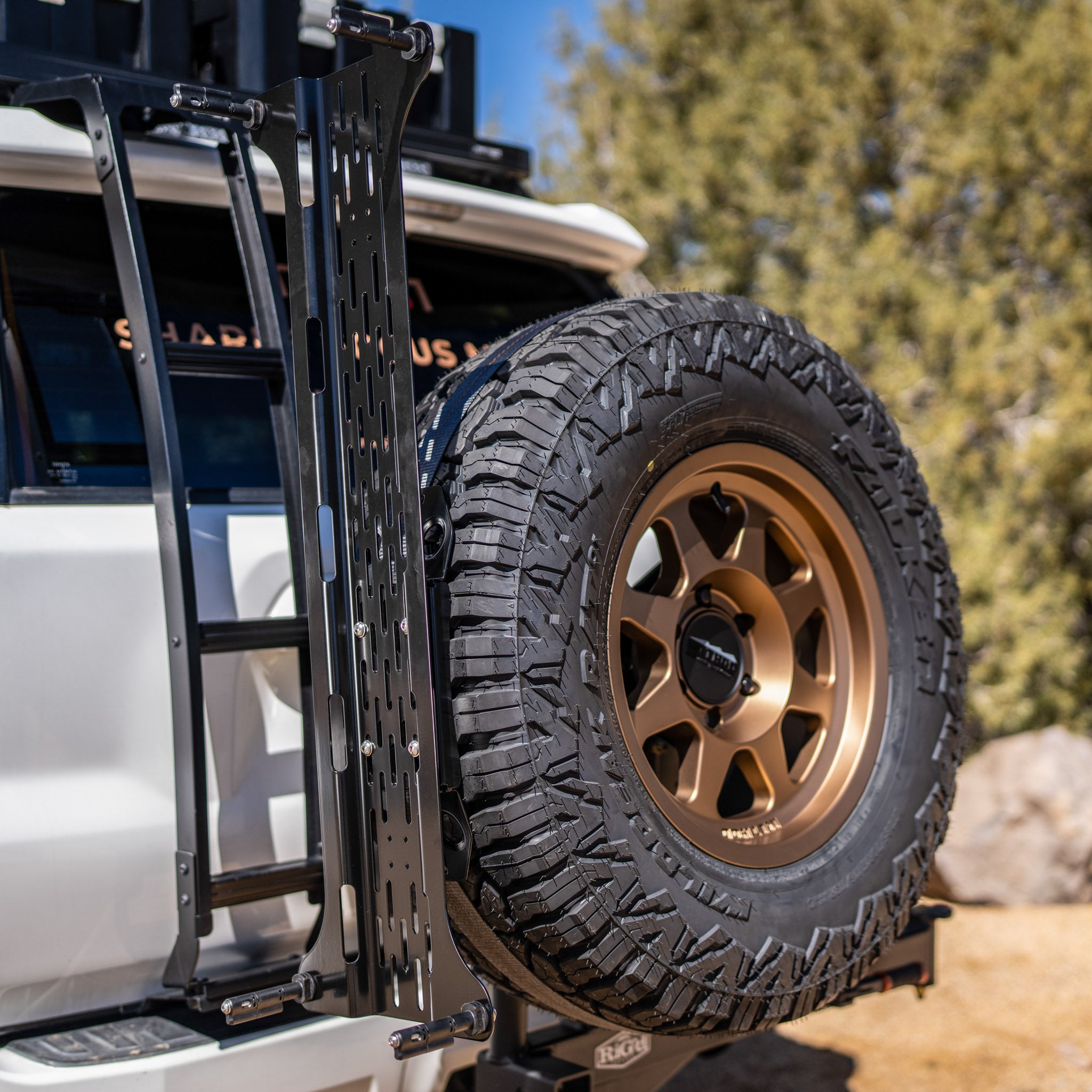 Maxtrax spare tire mount without recovery boards installed