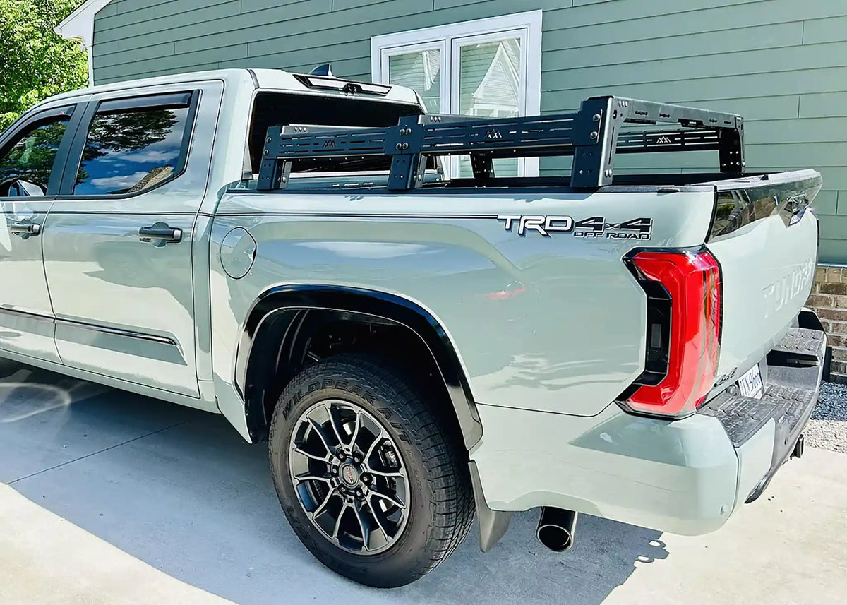 Toyota Tundra Mid Height bed rack installed, alternate angle