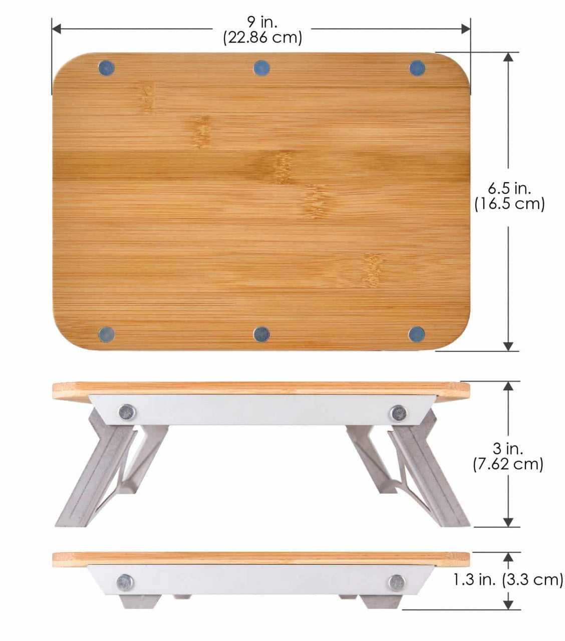 Dimensions of a wooden prep surface with adjustable height feature