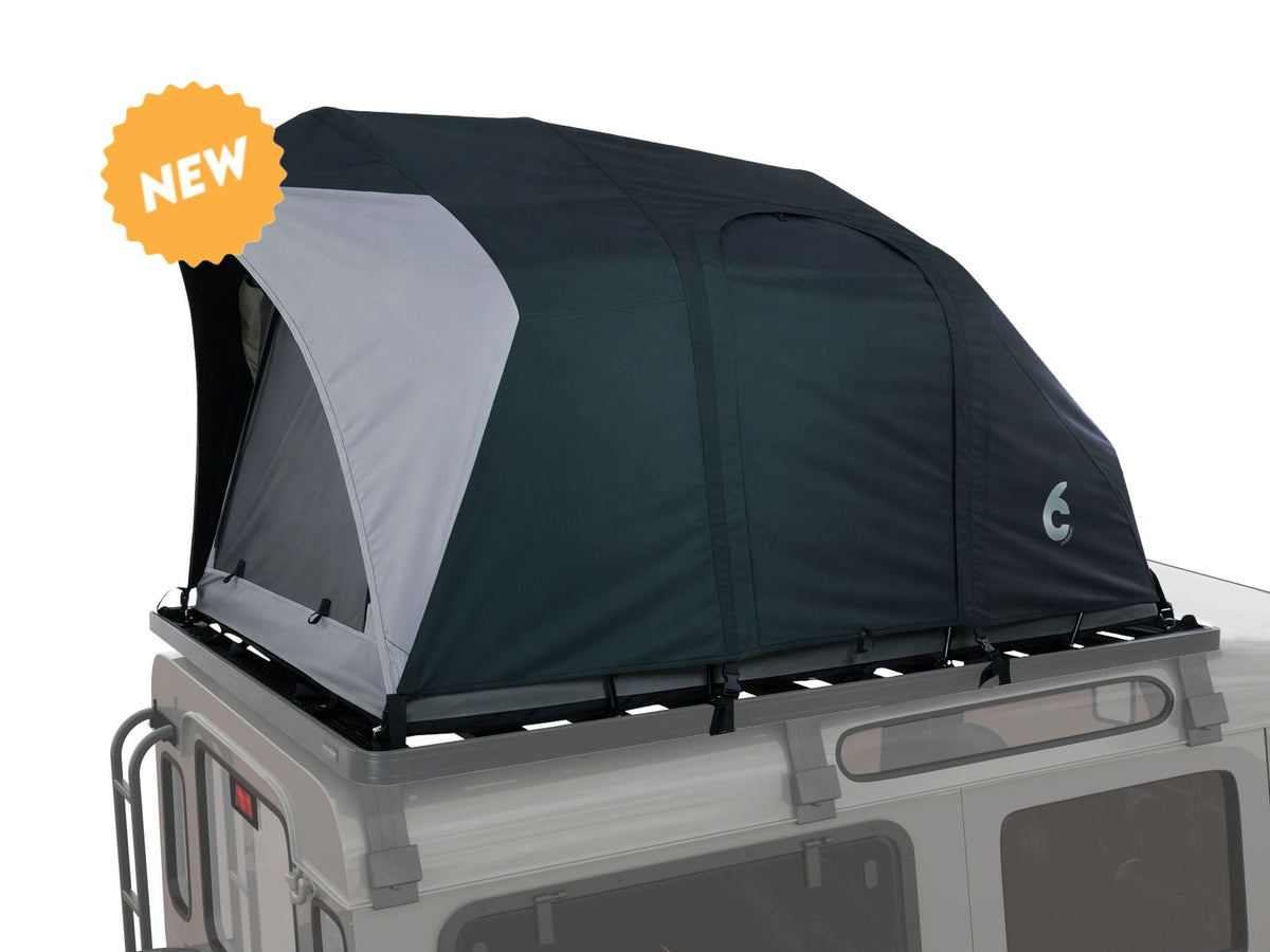 C6 Rev Rack Tent (Eclipse) – on a vehicle roof rack with dark green fly sheet