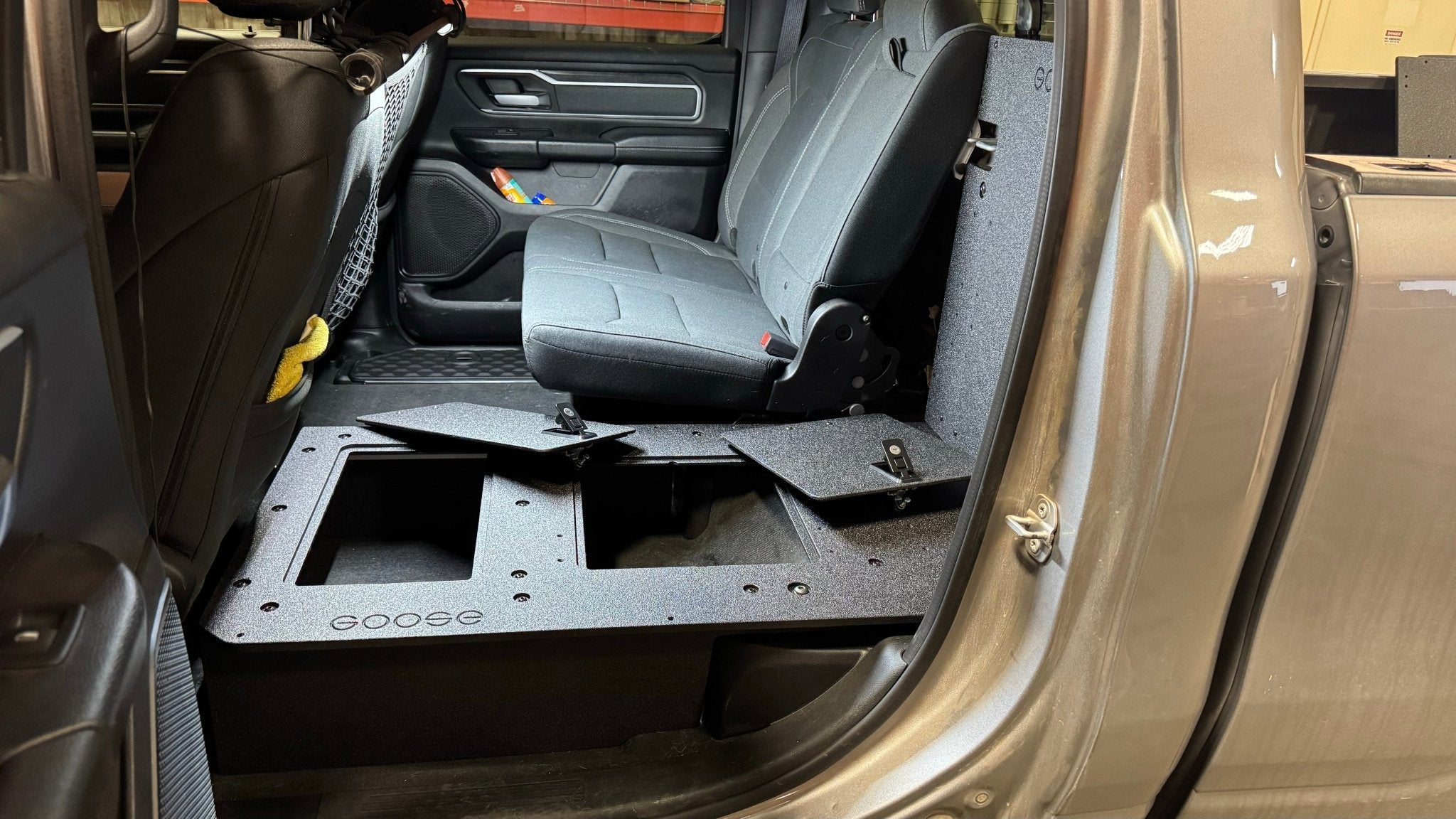 RAM - 1500 - 2019-Present - 5th Gen. - Crew Cab - Explore Series - Second Row Seat Delete Plate System Seat Delete Plate System Goose Gear- Overland Kitted