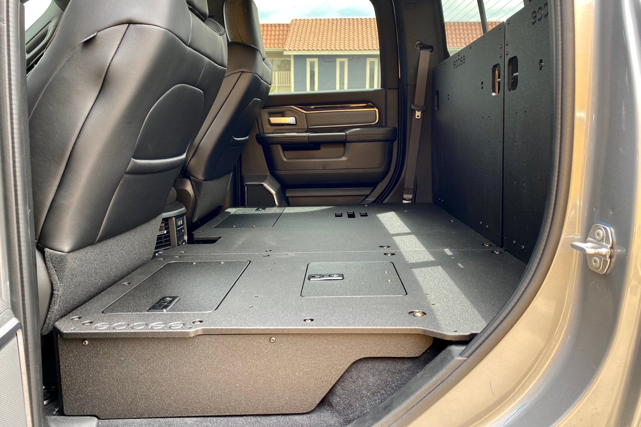 Ram 2500/3500 2009-Present 4th & 5th Gen. Crew Cab - Second Row Seat Delete Plate System Seat Delete Plate System Goose Gear- Overland Kitted