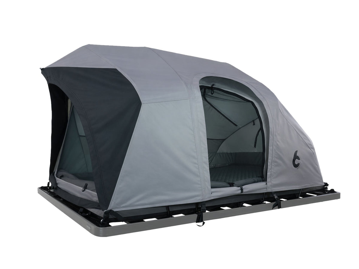 C6 Rev Rack Tent (HellaStorm) – with doors open, dark fly sheet