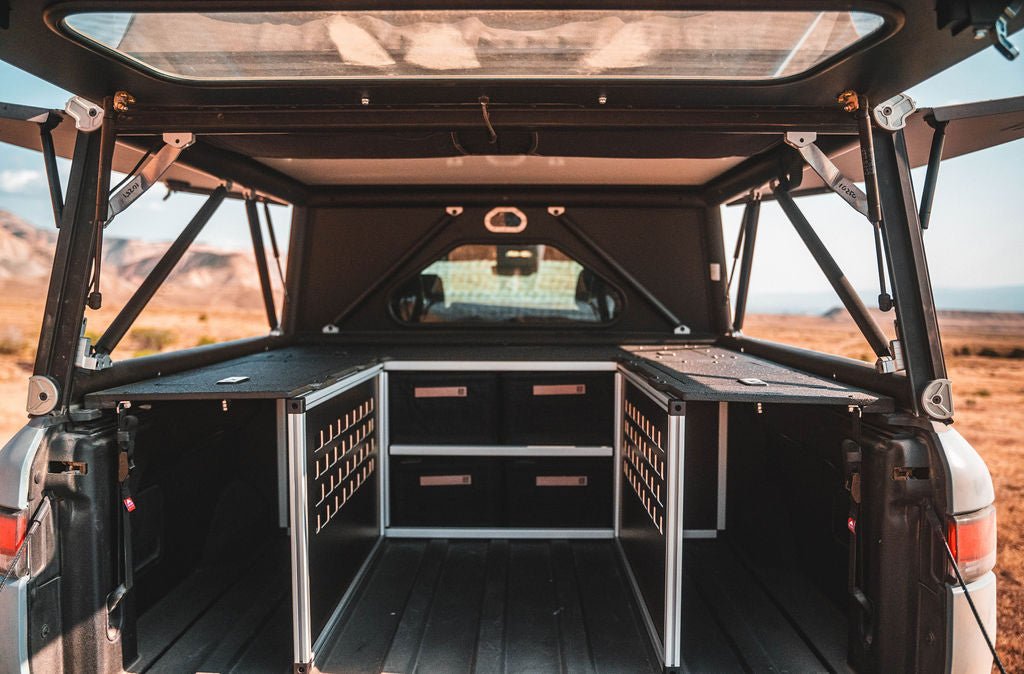 Rivian - R1T - 2022-Present - 1st Gen - Explore Series - GFC Bench and Storage Module Goose Gear Module Goose Gear- Overland Kitted