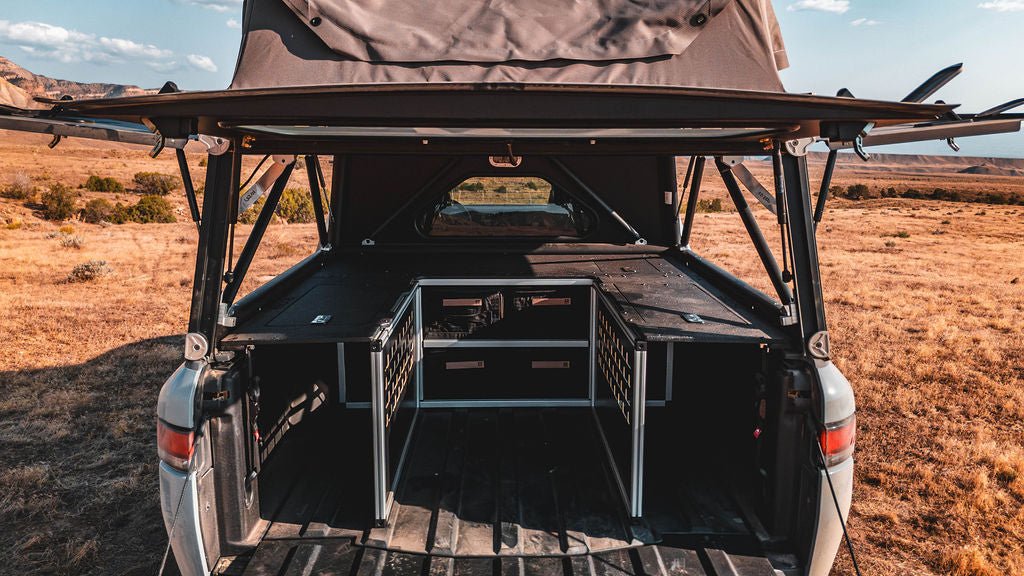 Rivian - R1T - 2022-Present - 1st Gen - Explore Series - GFC Bench and Storage Module Goose Gear Module Goose Gear- Overland Kitted