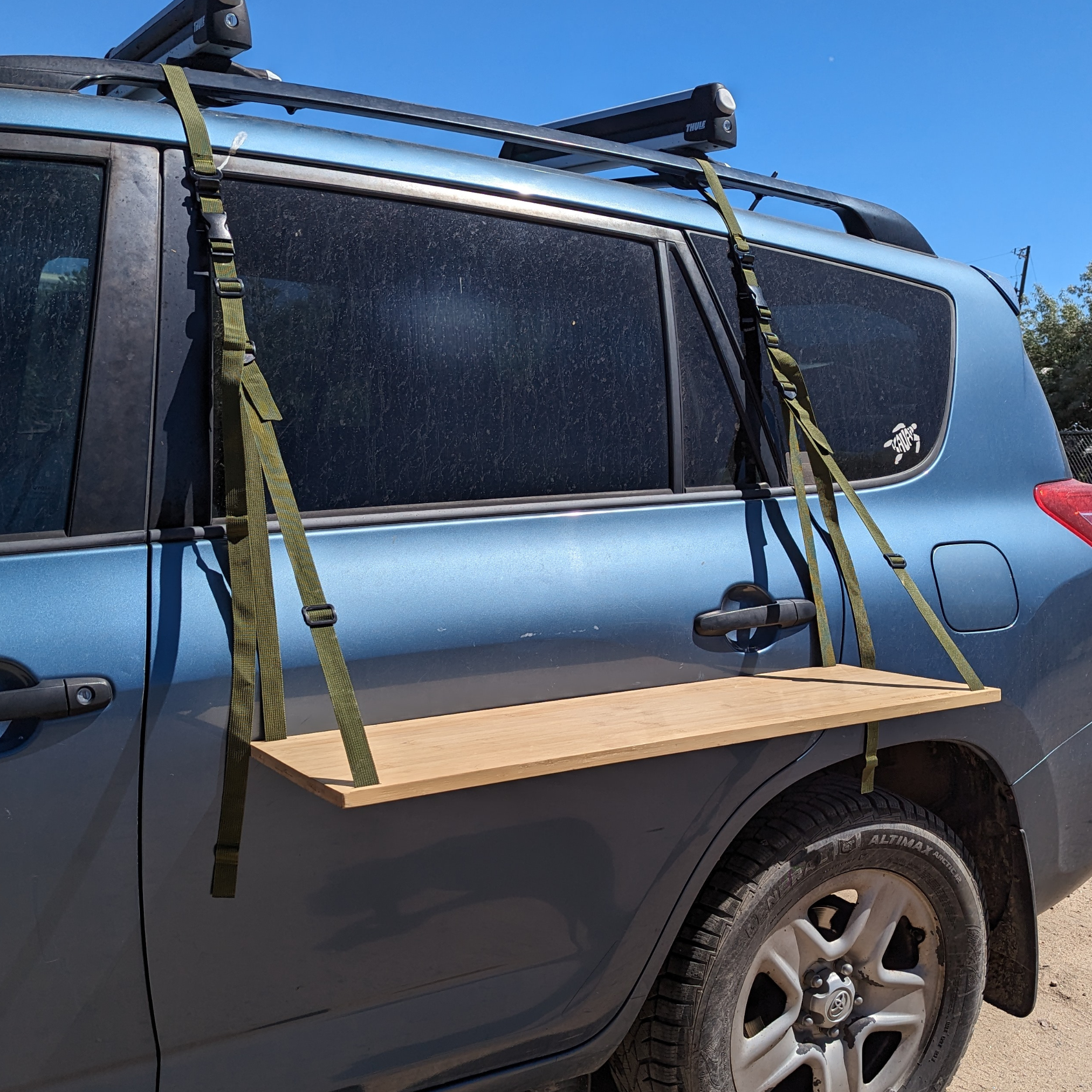 Hanging Shelf Tail Gater Tire Table- Overland Kitted