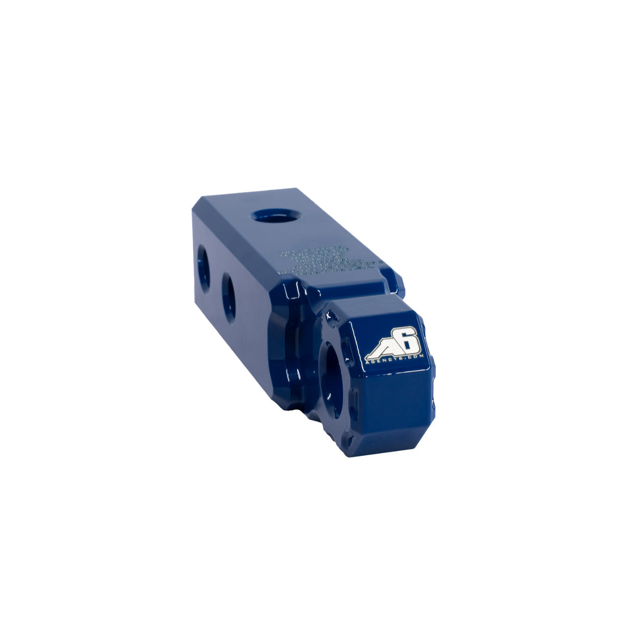 Agency 6 hitch shackle block in blue for 2-inch receiver