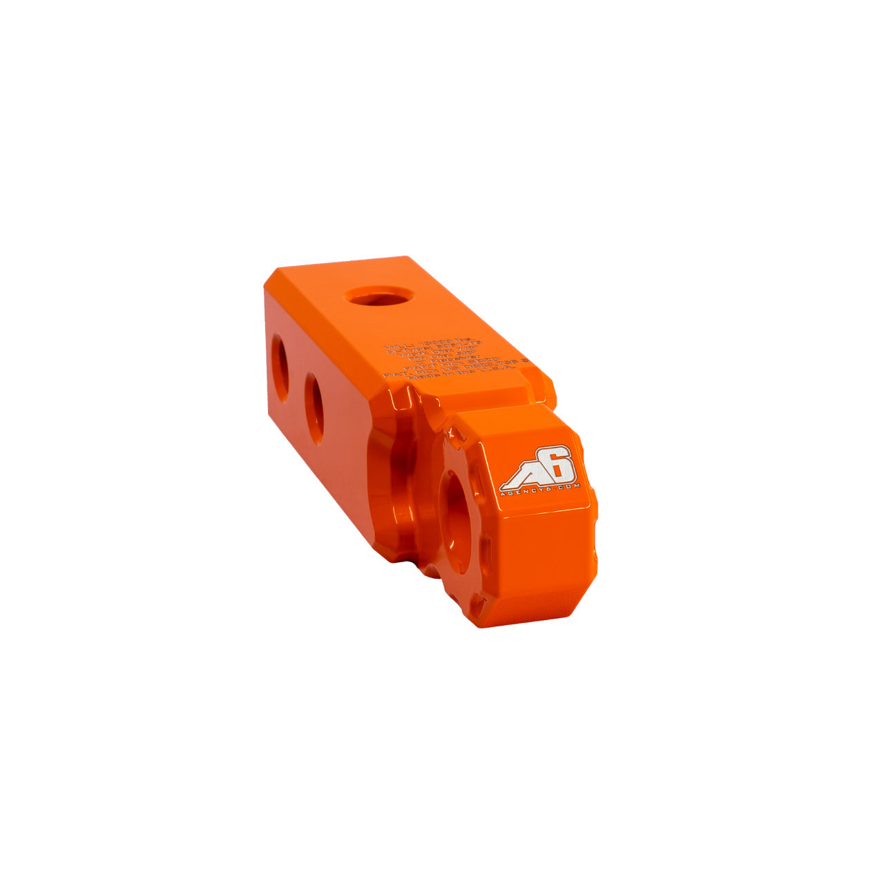 Agency 6 hitch shackle block in orange for 2-inch receiver