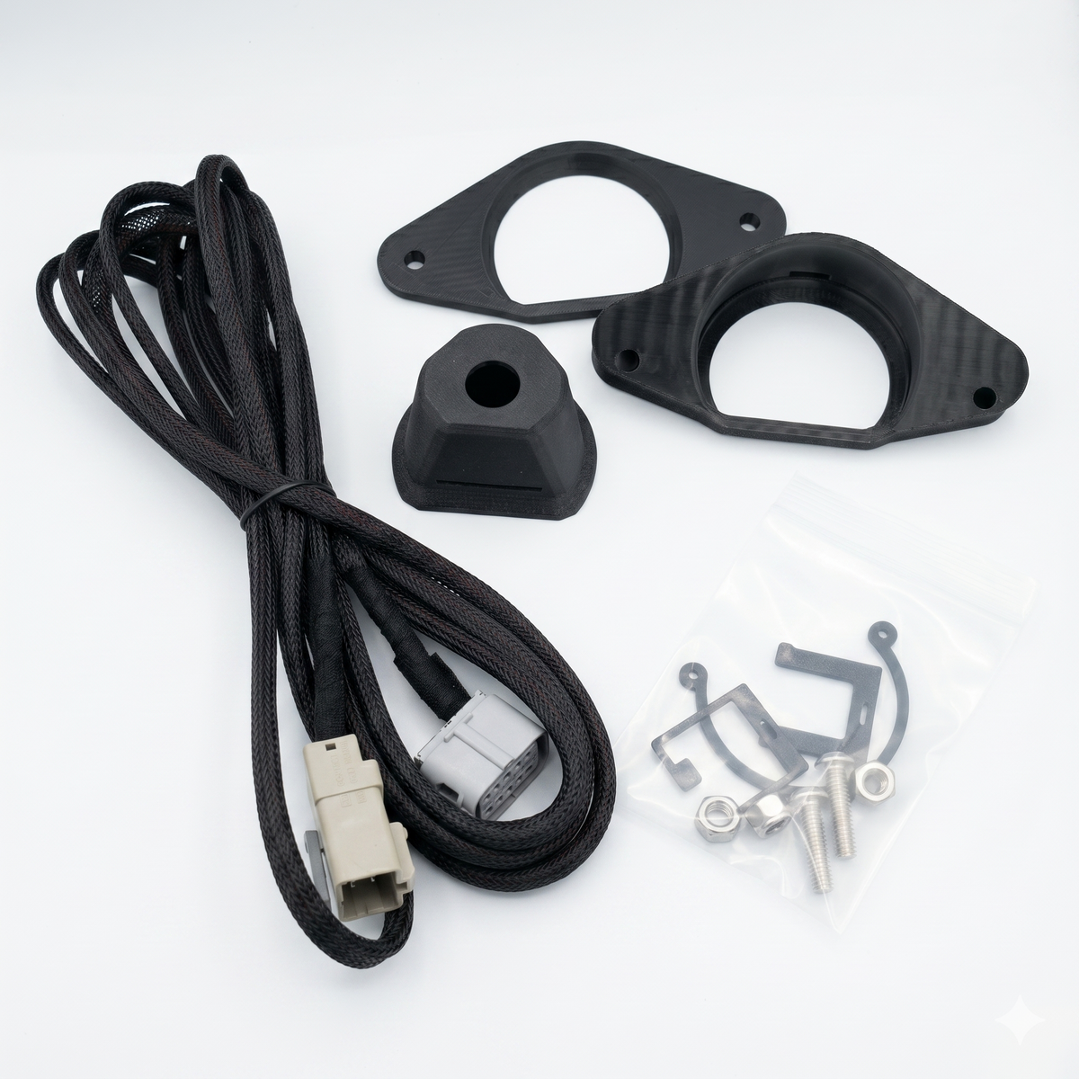 GG Offroad Tundra tailgate camera relocation kit with braided cable, bezels, mount and hardware