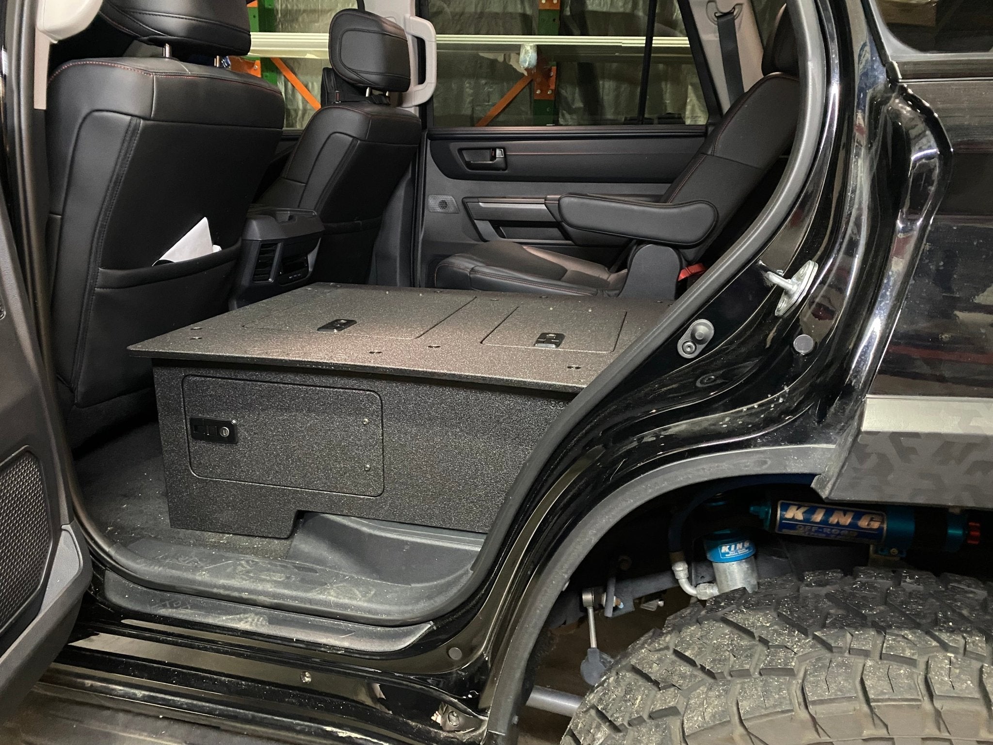 Toyota - Sequoia - 2023-Present - 3rd Gen - Explore Series - Seat Delete Plate System - Second Row with Captain's Chairs 40% Driver Side Seat Delete Plate System Goose Gear- Overland Kitted