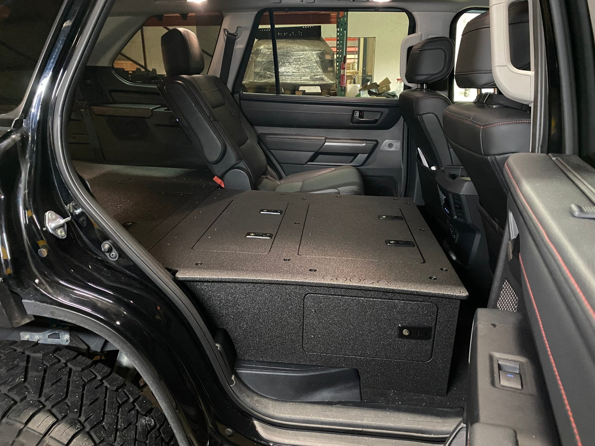 Toyota - Sequoia - 2023-Present - 3rd Gen - Explore Series - Seat Delete Plate System - Second Row with Captain's Chairs Seat Delete Plate System Goose Gear- Overland Kitted